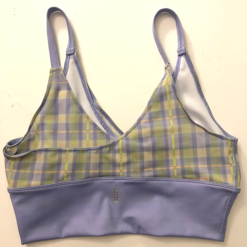 NEW Free People FP Movement Sheer Luck Plaid Mesh Sports Bra - Picture 6 of 9